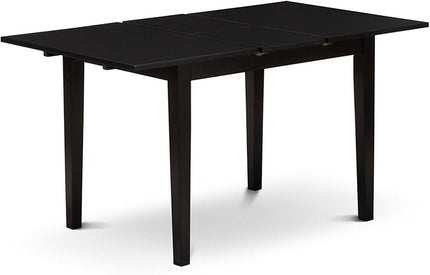 East West Furniture NOCL3-BLK-W 3 Piece Modern Dining Table Set Contains a Rectangle Wooden Table with Butterfly Leaf and 2 Dining Room Chairs, 32x54 Inch, Black - LeafyLoom
