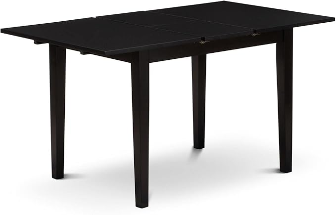 East West Furniture NOCL3-BLK-W 3 Piece Modern Dining Table Set Contains a Rectangle Wooden Table with Butterfly Leaf and 2 Dining Room Chairs, 32x54 Inch, Black - LeafyLoom