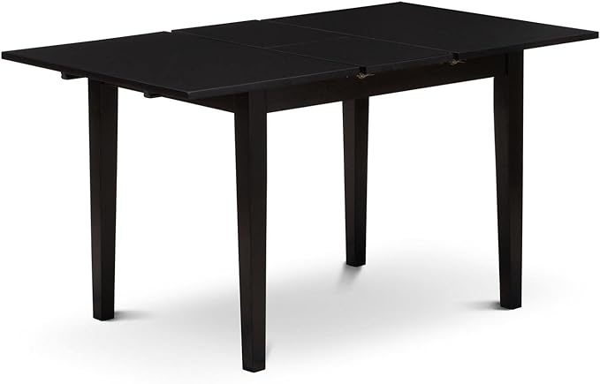 East West Furniture NOCL5-BLK-W 5 Piece Dining Table Set for 4 Includes a Rectangle Kitchen Table with Butterfly Leaf and 4 Dinette Chairs, 32x54 Inch, Black - LeafyLoom
