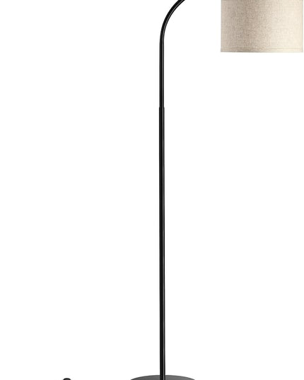 DEWENWILS Black Arched Floor Lamp, Standing Lamp Tall Industrial Floor Lamp with Linen Shade, Reading Light for Living Room, Bedroom, Office, Simple Design Farmhouse Style - LeafyLoom