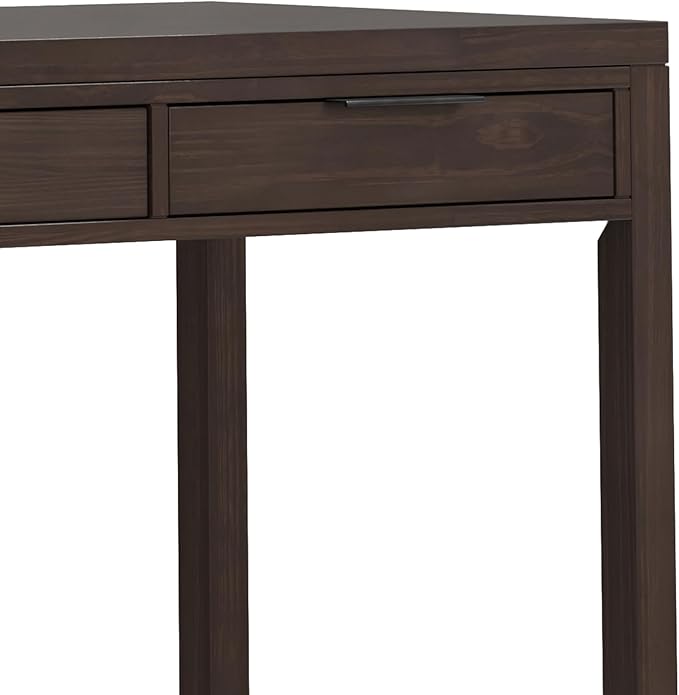 SIMPLIHOME Hollander SOLID WOOD Contemporary Modern Wide Office Desk, Writing, Workstation and Study Table, 72 inch, Warm Walnut Brown - LeafyLoom
