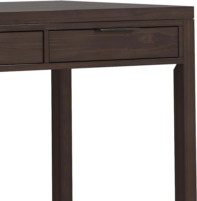 SIMPLIHOME Hollander SOLID WOOD Contemporary Modern Wide Office Desk, Writing, Workstation and Study Table, 72 inch, Warm Walnut Brown - LeafyLoom