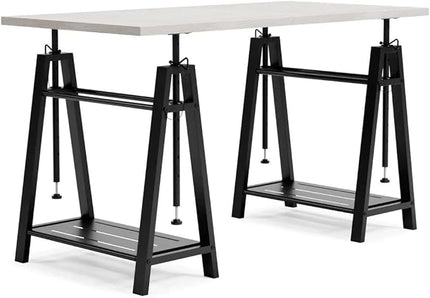 Signature Design by Ashley Bayflynn Mixed Media Adjustable Height Desk, White & Black - LeafyLoom