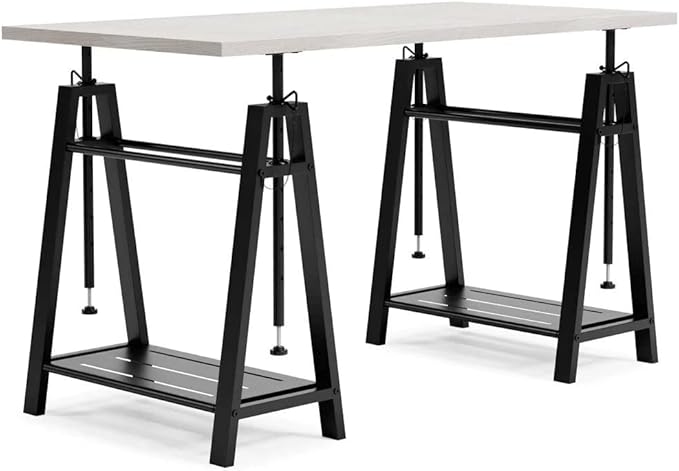 Signature Design by Ashley Bayflynn Mixed Media Adjustable Height Desk, White & Black - LeafyLoom