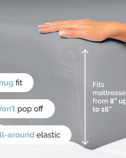 Cal King Size 4 Piece Sheet Set - Comfy Breathable & Cooling Sheets - Hotel Luxury Bed Sheets for Women & Men - Deep Pockets, Easy-Fit, Soft & Wrinkle Free Sheets - Steel Blue Oeko-Tex Bed Sheet Set - LeafyLoom