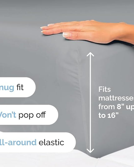 Queen Size 4 Piece Sheet Set - Comfy Breathable & Cooling Sheets - Hotel Luxury Bed Sheets for Women & Men - Deep Pockets, Easy-Fit, Soft & Wrinkle Free Sheets - Steel Blue Oeko-Tex Bed Sheet Set - LeafyLoom