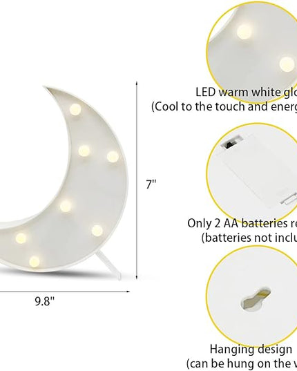 Decorative LED Crescent Moon Night Light Can Be Hung On The Wall Children’S Room Room Light, Suitable for Birthday Parties, Holiday Decorations, Baby Room Decoration. (White Moon) - LeafyLoom
