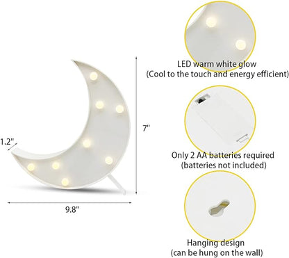 Decorative LED Crescent Moon Night Light Can Be Hung On The Wall Children’S Room Room Light, Suitable for Birthday Parties, Holiday Decorations, Baby Room Decoration. (White Moon) - LeafyLoom