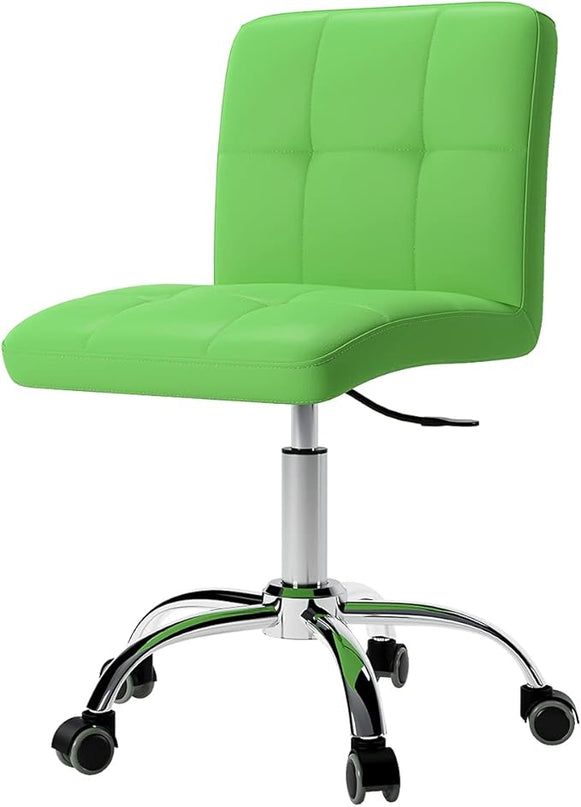 360° Office Desk Chair,PU Adjustable Rolling Task Chair with Backrest for Barber,Office,Home, Computer,360° Swivel,Armless (Light Green) - LeafyLoom