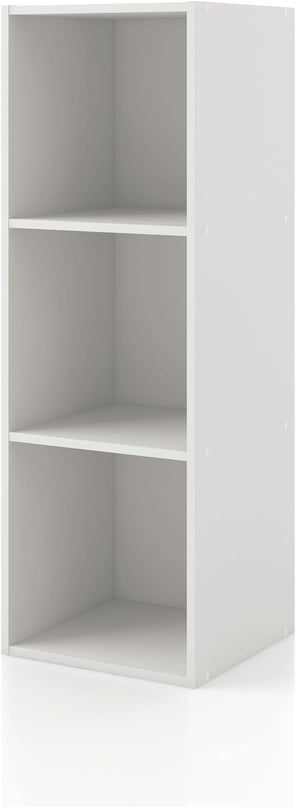 Apexa 3 Cube Storage Organizer Shelves, Stackable Wood Bookcase Fits Cubby Bins for Organization, Dorm Teen Room Decor & Home Office, White - LeafyLoom