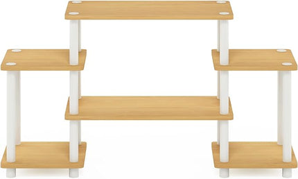 Furinno Turn-N-Tube No Tools Entertainment TV Stands, Beech/White, Square Corner - LeafyLoom