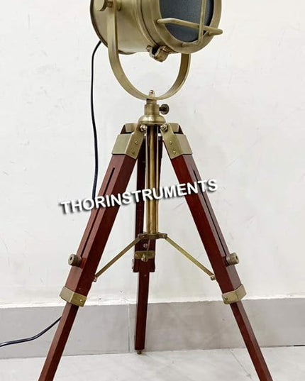 THOR INSTRUMENTS Antique Marine Small Desk Spotlight Maritime Brown Tripod Nautical Office Lamp Rustic Vintage Home Decor Gifts - LeafyLoom