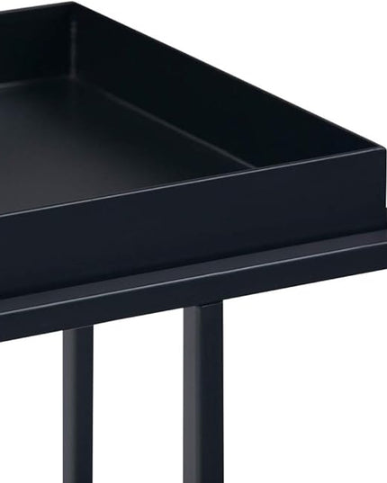 SIMPLIHOME Garner 18 Inch Wide Metal Tray Top C Side Table in Black, For the Living Room and Bedroom - LeafyLoom