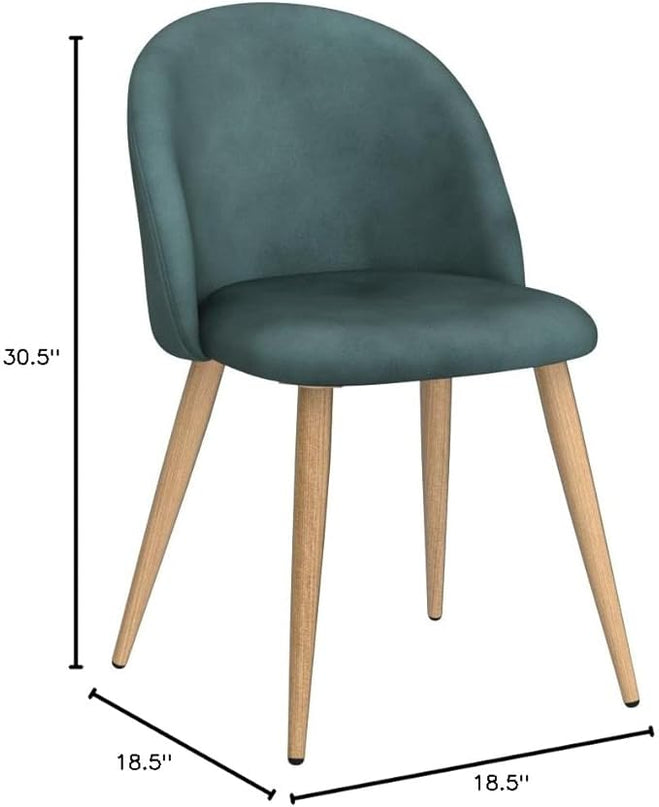 FurnitureR Upholstered Velvet Dining Chair Mid Back Armless with Wood Legs for Home Kitchen Bedroom Living Room, Set of 2, Aqua - LeafyLoom