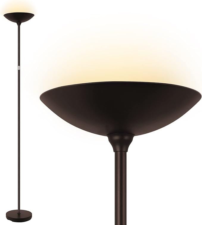 BoostArea Floor Lamp, Standing Lamp, 20W 2000LM LED Torchiere Floor Lamp, Stepless Dimmable, Touch Control, 3000K Daylight, 50000hrs Lifespan, Floor Lamps for Living Room, Standing Lamps for Bedroom - LeafyLoom