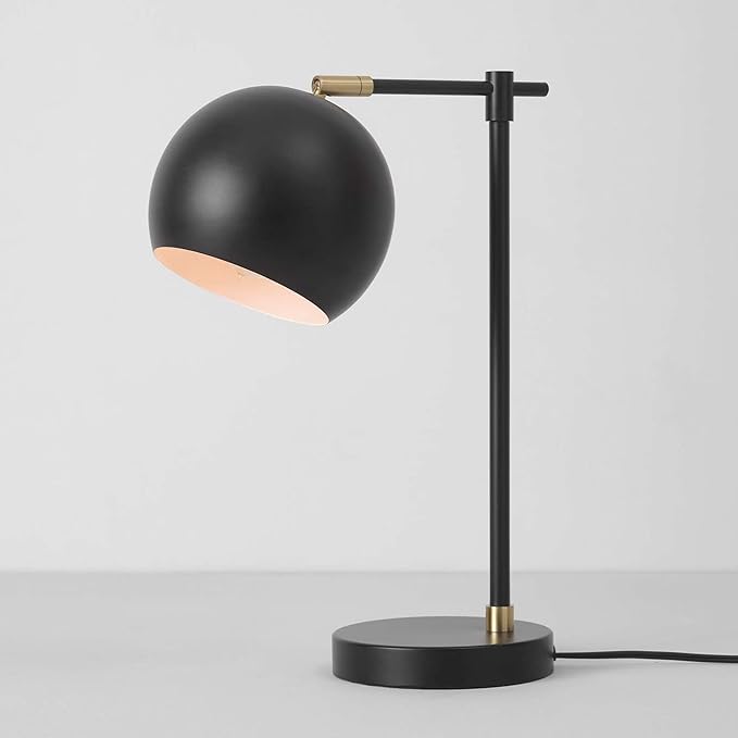 Globe Electric Novogratz x 65785 Charlotte 18" Table Lamp, Matte Black, Brass Accents - LeafyLoom