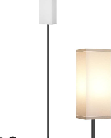 Floor Lamp, Pole Lamp with Foot Switch, Modern Standing Lamp Lampshade, Minimalist Freestanding Lamp (Bulb Not Included), for Living Room, Bedroom Office FCC Listed, Black and White CW07LD05 - LeafyLoom