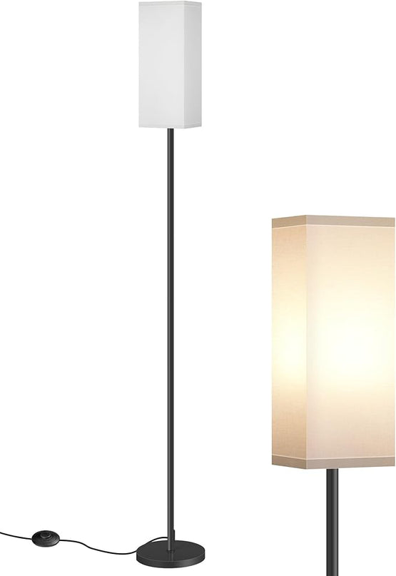 Floor Lamp, Pole Lamp with Foot Switch, Modern Standing Lamp Lampshade, Minimalist Freestanding Lamp (Bulb Not Included), for Living Room, Bedroom Office FCC Listed, Black and White CW07LD05 - LeafyLoom