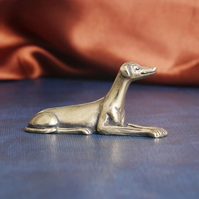 Vintage Solid Brass Miniature - Delicate Greyhound Desk Ornament for Pet Enthusiasts - Exquisite Collectible and Home Décor Accent（Greyhound） - LeafyLoom