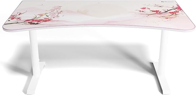 Arozzi Arena Special Edition Ultrawide Curved Gaming and Office Desk with Full Surface Water Resistant Desk Mat Custom Monitor Mount Cable Management Cut Outs - Sakura - LeafyLoom