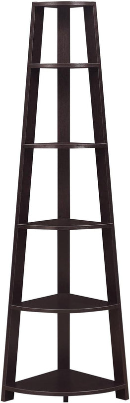Convenience Concepts Newport 5 Tier Corner Bookcase, Espresso - LeafyLoom