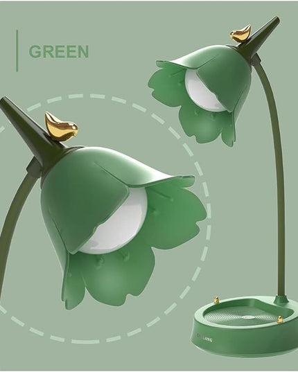 LED Desk Lamp Cordless Table Light Adjustable Gooseneck Dimmable Touch Rechargeable Battery Eye-Caring Night Light for Kids College Dorm Bedroom Reading (Green) - LeafyLoom