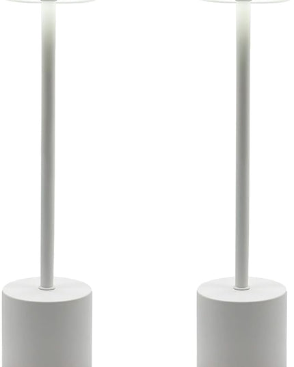 2 Pack Cordless Table Lamp Rechargeable 5000mAh Battery Operated Portable LED Desk Lamp 3 Color Temperature Stepless Dimming for Bedroom Restaurant Coffee Shop Party (White) - LeafyLoom