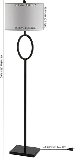 JONATHAN Y JYL1089C April 61" Metal Modern Contemporary LED Floor Lamp, Modern, Contemporary, Glam, Traditional, Office, Living Room, Family Room, Dining Room, Bedroom, Hallway, Foyer, Nickel - LeafyLoom
