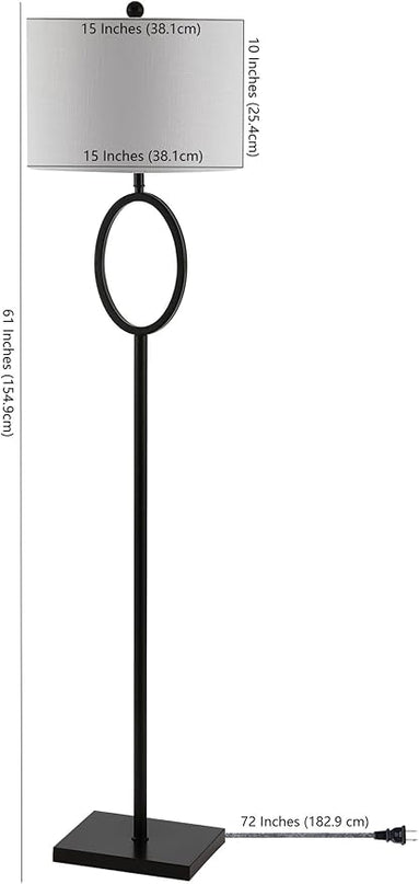 JONATHAN Y JYL1089C April 61" Metal Modern Contemporary LED Floor Lamp, Modern, Contemporary, Glam, Traditional, Office, Living Room, Family Room, Dining Room, Bedroom, Hallway, Foyer, Nickel - LeafyLoom