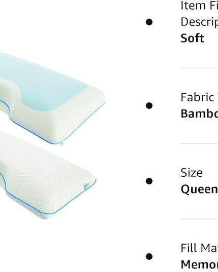 Side Sleeper Pillow - Bed Pillow - Cooling Pillow - My Skin Friendly Memory Foam Pillow - Pillow Cover Cervical Pillow Orthopedic Pillow Supports Posture Neck Bed Pillow Sleeping Pillow - LeafyLoom