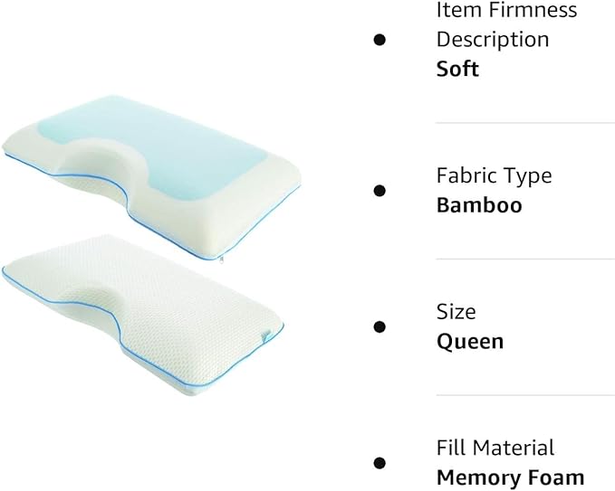Side Sleeper Pillow - Bed Pillow - Cooling Pillow - My Skin Friendly Memory Foam Pillow - Pillow Cover Cervical Pillow Orthopedic Pillow Supports Posture Neck Bed Pillow Sleeping Pillow - LeafyLoom