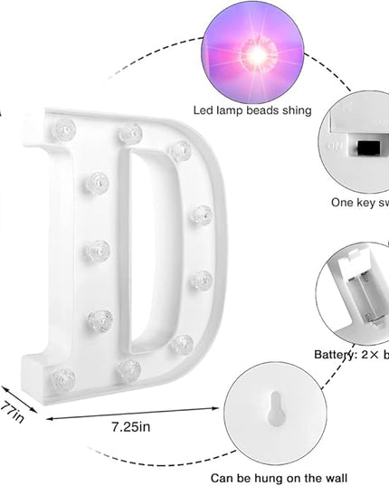 Glintee Light Up Letters Letter Lights - Colorful LED Letters Lights Alphabet for Romantic Valentines Day Night Lights Wedding Birthday Party Home Bar Decor- (Colorful D) - LeafyLoom