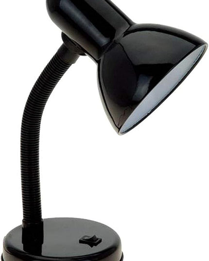 Simple Designs LD1003-BLK Basic Metal Desk Lamp with Flexible Hose Neck for Office, Living Room, Bedroom, College Dorm, Bookshelf, Black - LeafyLoom