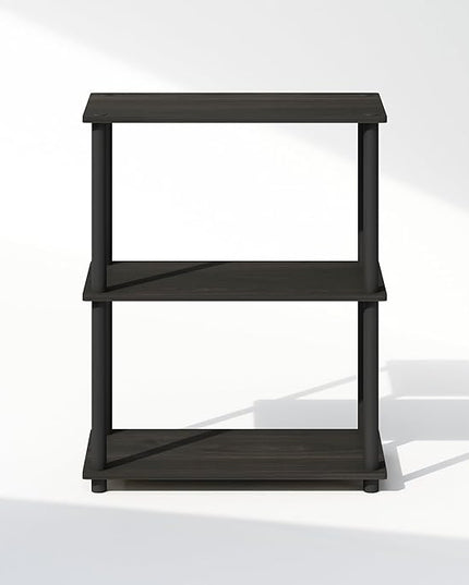 Furinno Turn-N-Tube 3-Tier Multipurpose Compact Display Rack, Shelving Unit, Bookcase, Espresso/Black - LeafyLoom