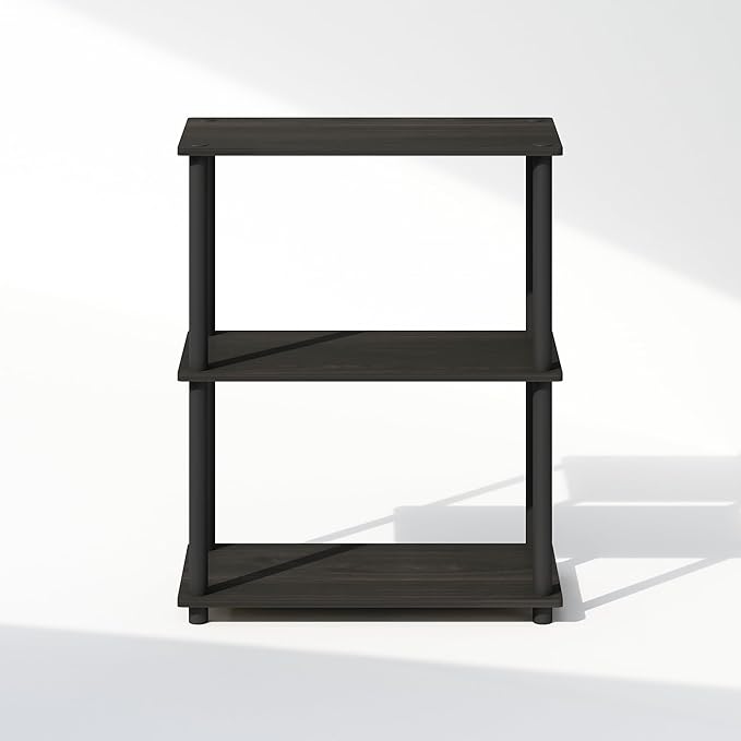 Furinno Turn-N-Tube 3-Tier Multipurpose Compact Display Rack, Shelving Unit, Bookcase, Espresso/Black - LeafyLoom