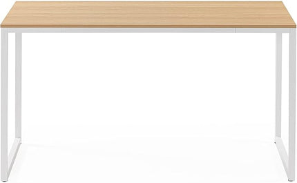 ZINUS Jennifer 55 Inch White Frame Desk, Computer Workstation, Office Desk, Dining Table, Easy Assembly, Natural - LeafyLoom
