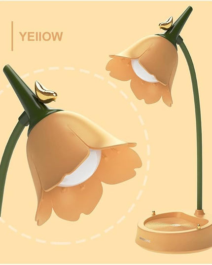 LED Desk Lamp Cordless Table Light Adjustable Gooseneck Dimmable Touch Rechargeable Battery Eye-Caring Night Light for Kids College Dorm Bedroom Reading (Yellow) - LeafyLoom