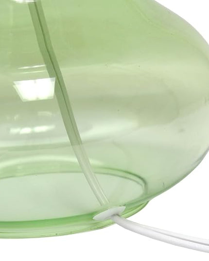 Simple Designs LT2063-GRW Glass Raindrop Table Lamp with Fabric Shade, Green with White Shade - LeafyLoom