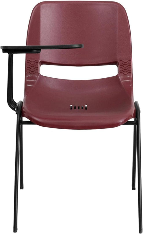 Flash Furniture HERCULES Burgundy Ergonomic Shell Chair with Right Handed Flip-Up Tablet Arm - LeafyLoom