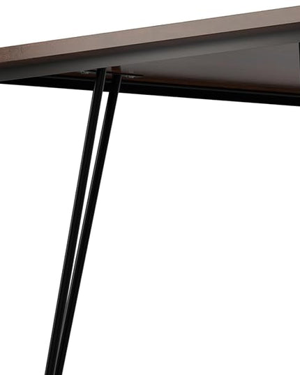 SIMPLIHOME Hunter SOLID MANGO WOOD and Metal Rectangle Industrial Table for The Dining Room, 66 inch, Umber Brown - LeafyLoom