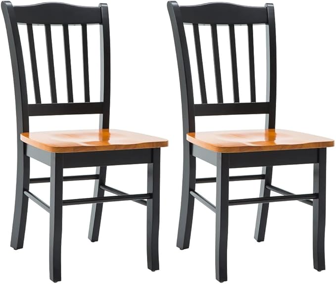 Boraam Shaker 2 Room Side Chairs, Dining Height, Black/Oak - LeafyLoom