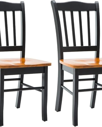 Boraam Shaker Chair, Black/Oak, Set of 2 - LeafyLoom