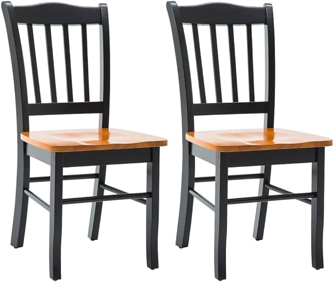 Boraam Shaker Chair, Black/Oak, Set of 2 - LeafyLoom
