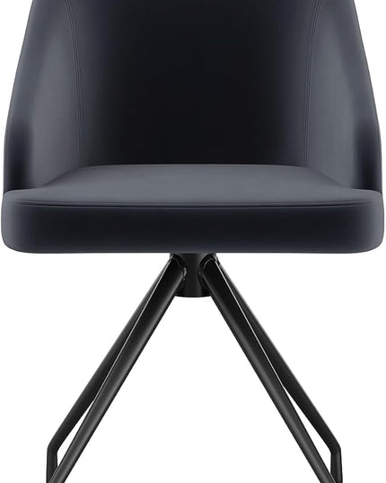 Martha Stewart Sora Stationary Swivel Task Chair with Sloped Arms for Home Office in Gray Velvet with Oil Rubbed Bronze Frame - LeafyLoom