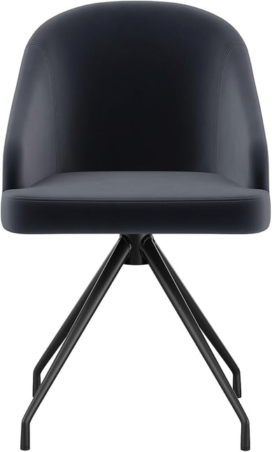 Martha Stewart Sora Stationary Swivel Task Chair with Sloped Arms for Home Office in Gray Velvet with Oil Rubbed Bronze Frame - LeafyLoom