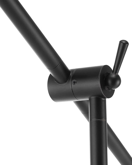 Globe Electric 65910 65" Floor Lamp, Matte Black, Brass Accents, White Shade, On/Off Rotary Switch on Head - LeafyLoom