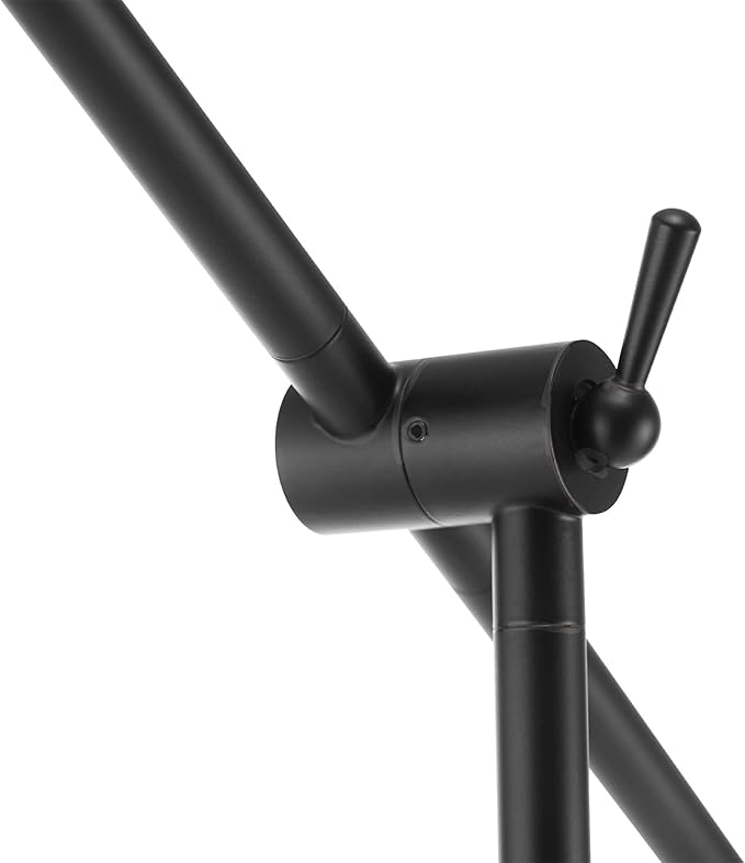 Globe Electric 65910 65" Floor Lamp, Matte Black, Brass Accents, White Shade, On/Off Rotary Switch on Head - LeafyLoom