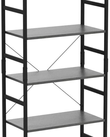 NUMENN 5 Tier Bookshelf, Tall Bookcase Shelf Storage Organizer, Modern Book Shelf for Bedroom, Living Room and Home Office, Dark Grey - LeafyLoom