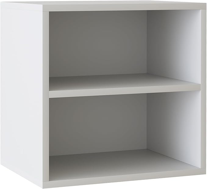 Storage Cube 2 Tiers White Stackable Storage Shelf, Cubby Organizer Wooden Display Shelf Closet Organizer,Modern Cubical Bookcase Compact Storage Cabinet for Living Room Bedroom Office - LeafyLoom