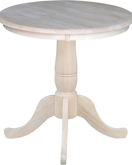 International Concepts 30" Round Top Pedestal Table, Unfinished - LeafyLoom